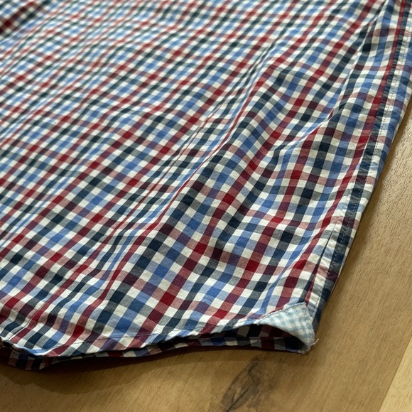 Banana Republic Grant Fit Long Sleeve Button Up Short Red White Blue Black Large - Picture 5 of 8